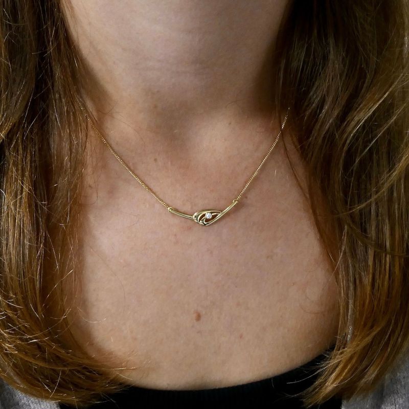 Afbeelding 10 van Gouden gourmetschakel ketting met vaste hanger en zirconia | 43 cm