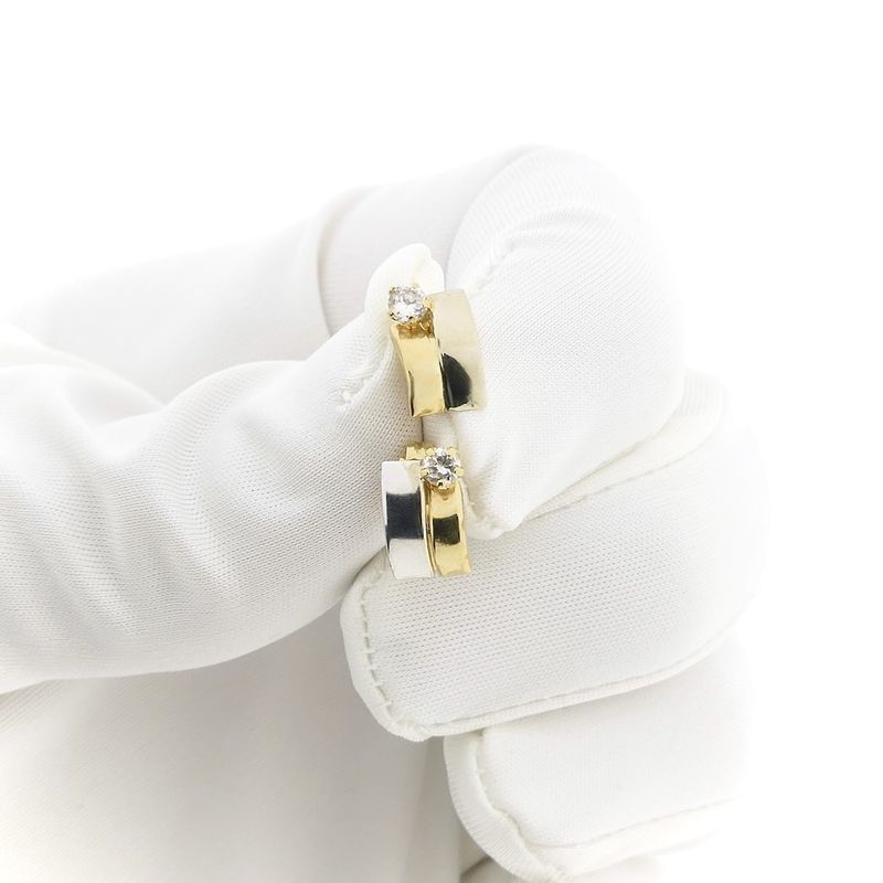 Image 12 of Bicolor gold stud earrings with zirconia