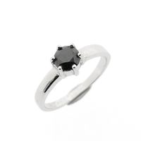 White gold solitaire ring with a black diamond | 0.75 ct. (price adjusted, incl. alteration costs)