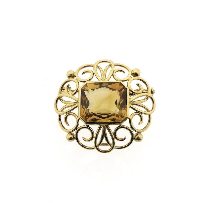 Image 1 of Gold brooch/pendant with citrine