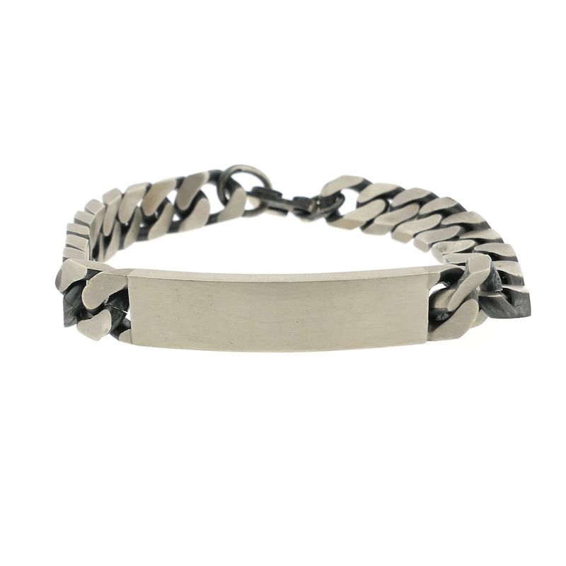 Image 3 of Silver robust gourmet link bracelet with engraving plate | 22 cm