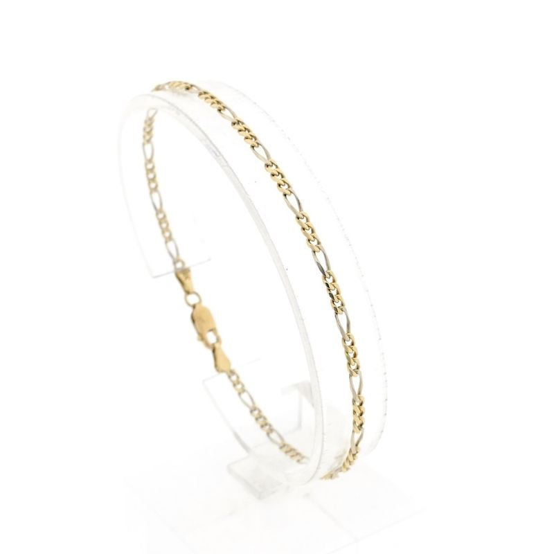 Image 1 of Two-tone gold Figaro link bracelet