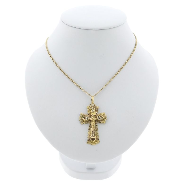 Image 3 of Gold antique pendant of a cross with corpus | INRI