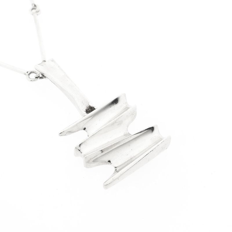 Afbeelding 4 van Zilveren staafjes schakelketting met vaste hanger | 72 cm 