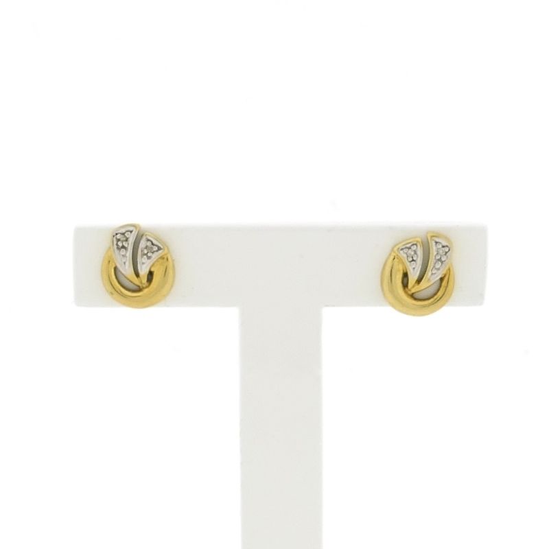 Image 1 of Bicolor gold stud earrings with diamonds