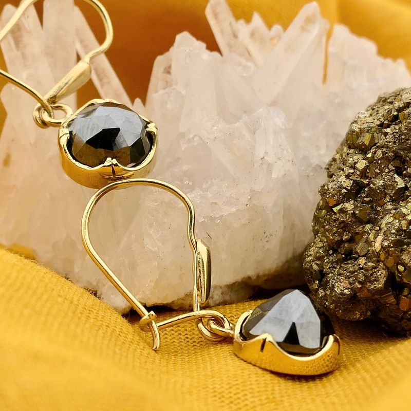 Image 2 of Gold Earrings with Hematite