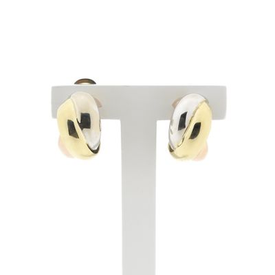 Image 1 of Tricolor gold braided stud earrings