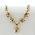 Image 1 of Golden oriental necklace with ruby ​​and emerald