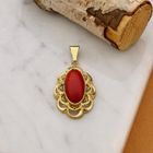 Image 2 of Antique Gold Pendant with Blood Coral