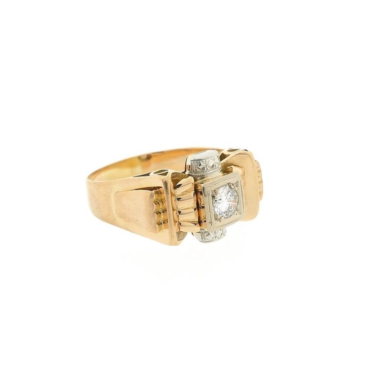 Image 4 of Vintage rose gold ring with diamond; 0.35 ct.