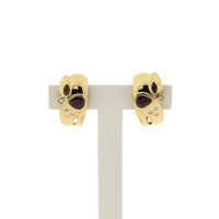 Vintage gold clip-on earrings with ruby ​​and diamond 0.25 ct.