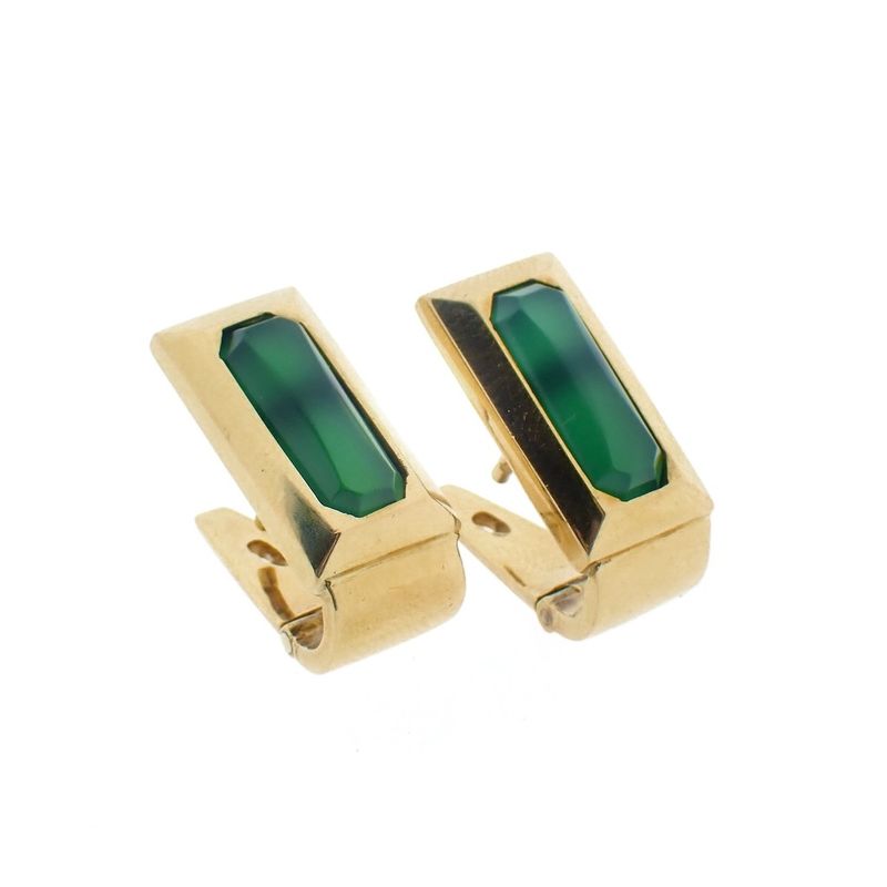 Image 3 of Gold earrings with jade