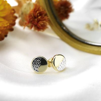 Two-tone gold stud earrings Image 2 of Two-tone gold stud earrings