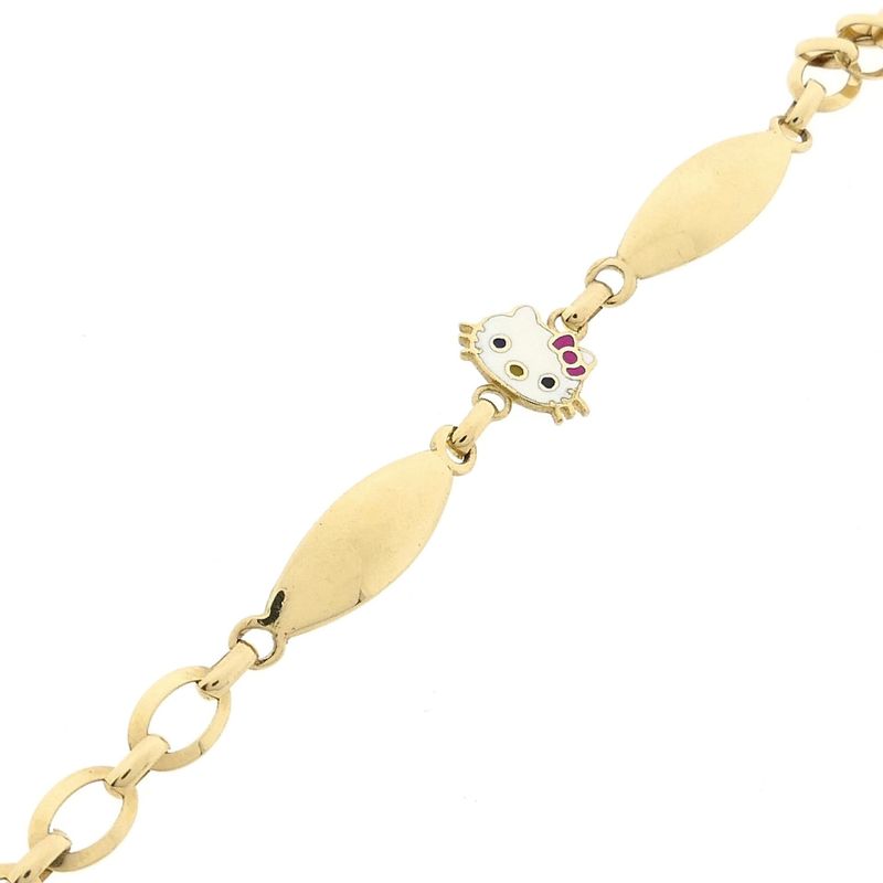 Afbeelding 9 van Gouden Hello Kitty kinderarmband met emaille | 14 cm 