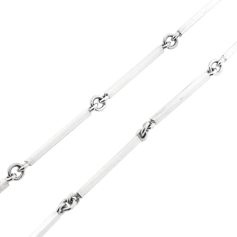 Afbeelding 7 van Witgouden staafjes schakelketting | 46 cm