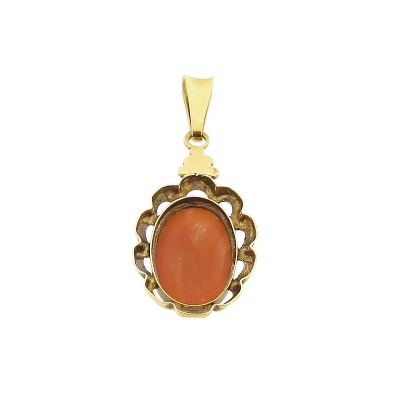 Image 5 of Gold pendant with red coral | Vintage