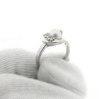 Image 6 of White gold ring with pearl and diamonds; 0.07 ct.