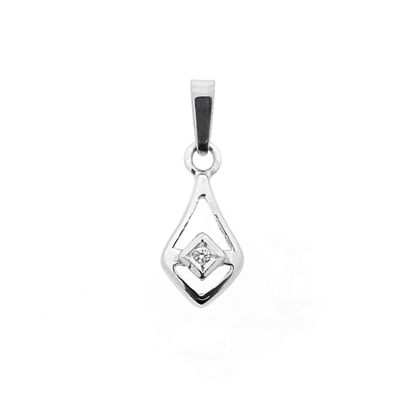 Image 1 of Subtle white gold pendant with diamond; 0.02 ct.
