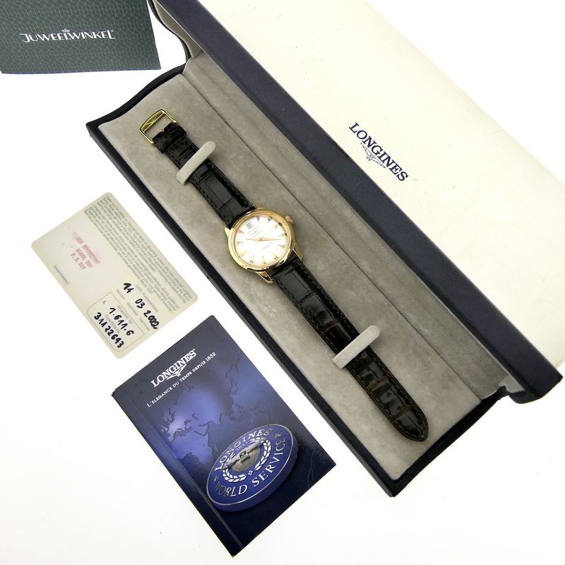 Image 20 of Longines Conquest Heritage L1.611.6; Automatic 18k gold men's watch