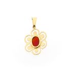 Image 3 of Vintage Floral Gold Pendant with Carnelian