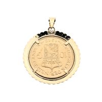 Gold pendant of a 10-guilder coin; Queen Wilhelmina 1912