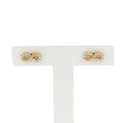 Image 1 of Gold infinity stud earrings with zirconia