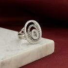 Image 10 of White gold ring with white and champagne diamonds; 0.72 ct.