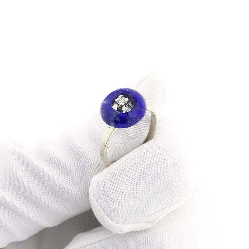 Image 10 of White gold ring with sodalite and diamond; 0.04 ct.