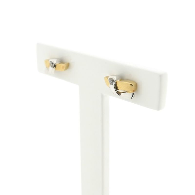 Image 3 of Bicolor gold stud earrings with zirconia