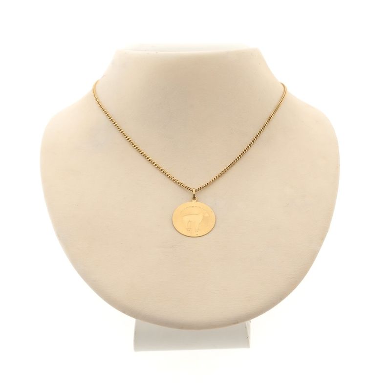 Image 3 of Gold zodiac sign pendant; Capricorn