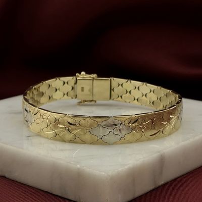 Image 2 of Two-tone gold floral link bracelet