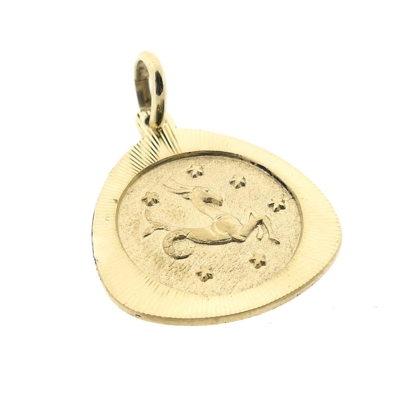 Image 2 of Gold zodiac sign pendant; Capricorn