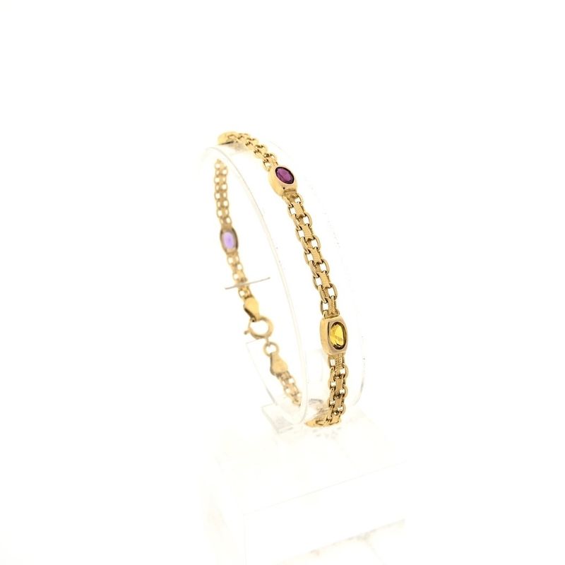 Image 1 of 10-karat bracelet with a mix of gemstones | 19 cm