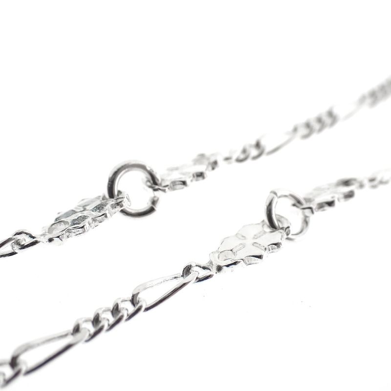 Image 6 of Silver Figaro link bracelet with four-leaf clover charms