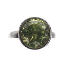 Image 2 of Silver solitaire ring with green zirconia