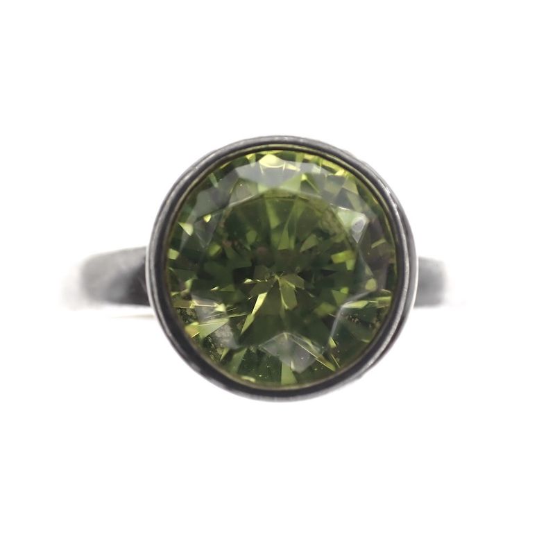 Image 2 of Silver solitaire ring with green zirconia