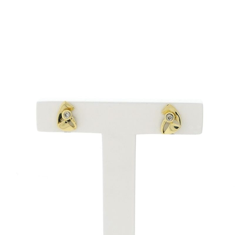 Image 1 of Gold fantasy stud earrings with diamond 0.08 ct.