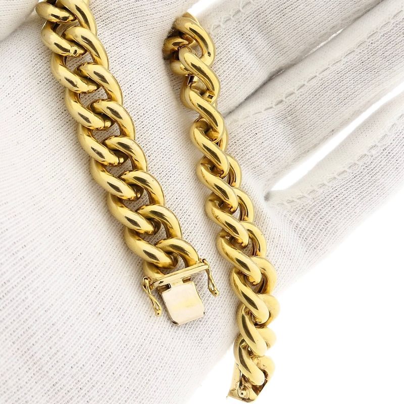 Afbeelding 9 van Massief gouden gourmetschakel armband | 22 cm