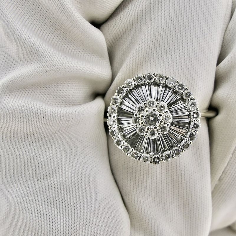 Image 5 of 18-karat white gold vintage cocktail ring with 1.96 ct. diamonds.