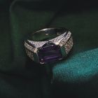 Image 2 of Silver ring with zirconia stones.