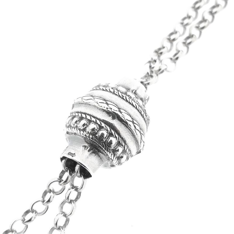 Image 7 of Antique silver watch chain with two signets and watch key | 62 cm