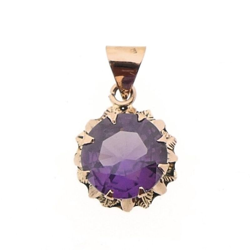 Image 1 of Rose gold pendant with purple tourmaline