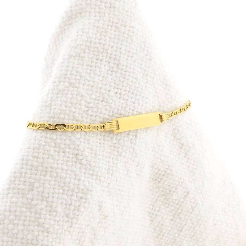 Afbeelding 3 van Gouden marineschakel kinderarmband met graveerplaatje | 12,5 cm - 15 cm