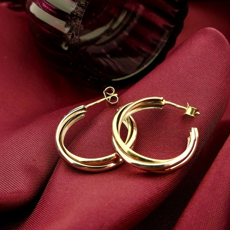 Image 5 of Tricolor gold twisted earrings