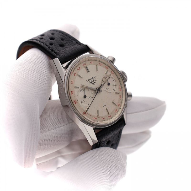 Image 12 of Heuer Carrera 'Red Tachymeter' 3647t; Vintage Watch
