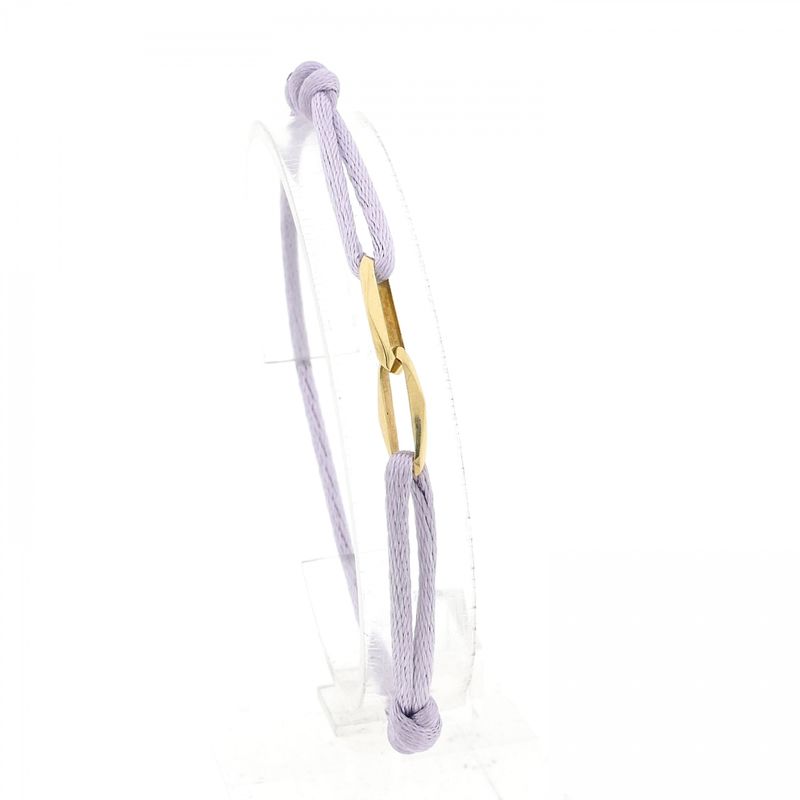 Image 3 of Forever Knots® Handcrafted Lilac Satin Bracelet with Gold Link
