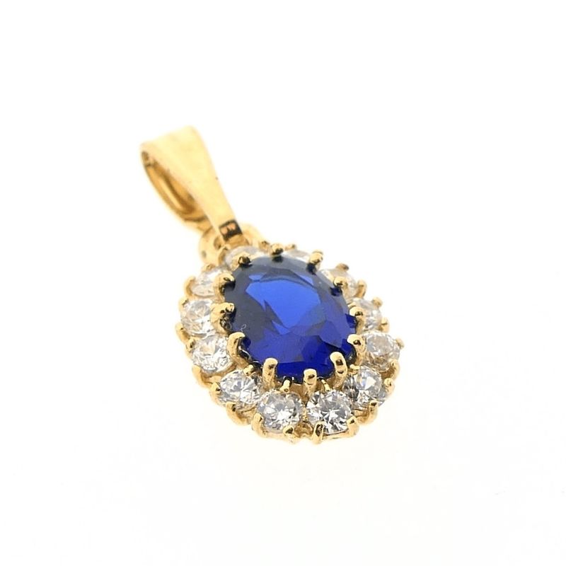 Image 3 of 18K gold pendant with synthetic sapphire and zirconia