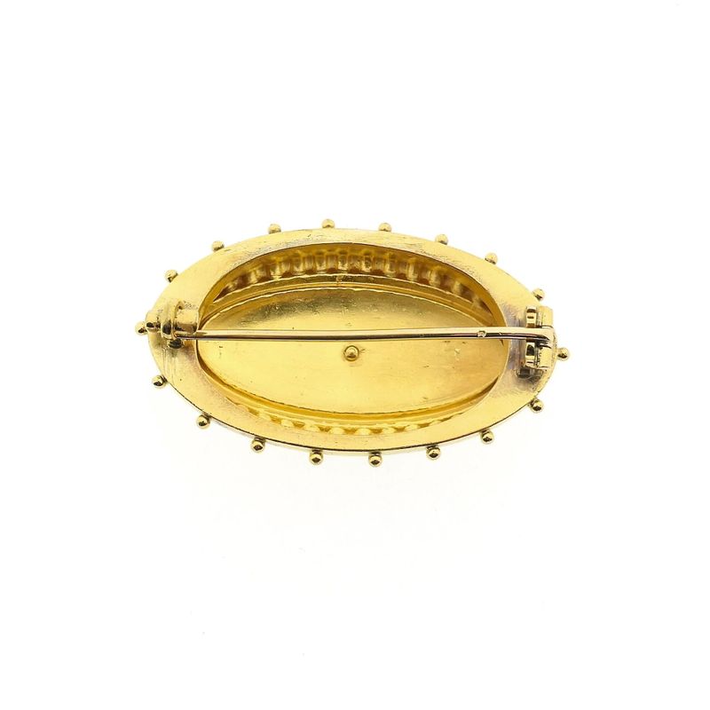 Image 3 of Antique gold Victorian brooch with ruby ​​and diamonds; 0.04 ct.