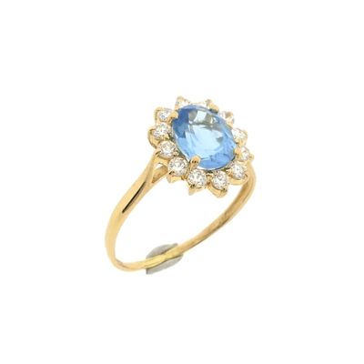 Gold ring with aquamarine and zirconia Image 1 of Gold ring with aquamarine and zirconia
