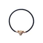 Image 3 of Pandora black leather bracelet; Panther; Rose gold plated; | 20 cm